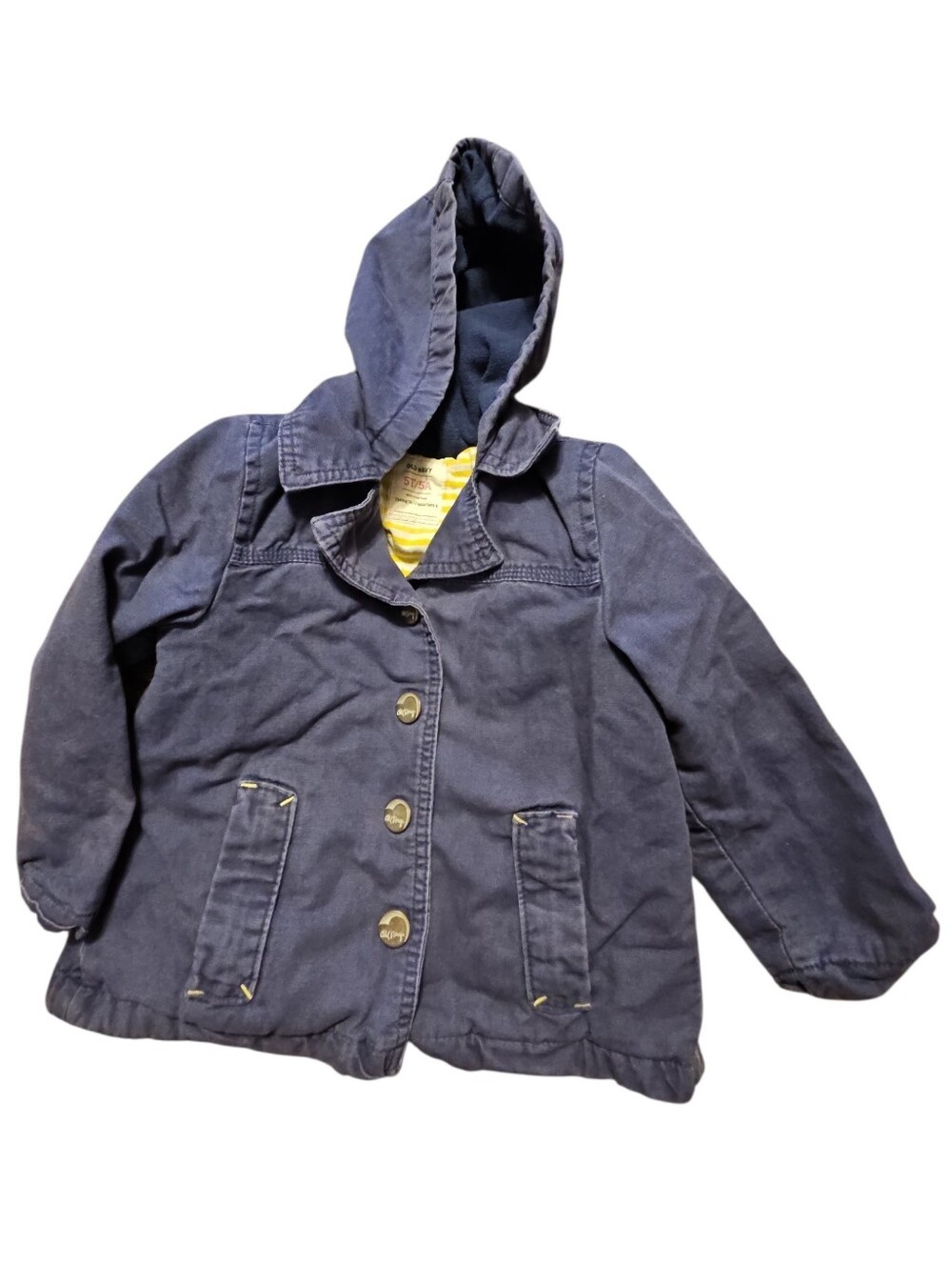 Old Navy Navy Blue Hooded Pea Coat for Kids Fleece Lined Size 5t